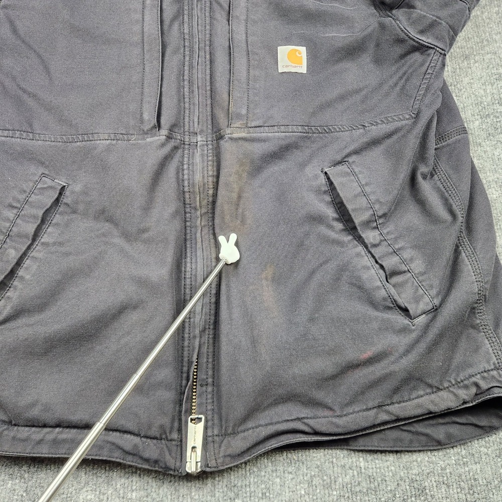 Carhartt Mens Quick Duck Jefferson Traditional Jacket Black Hooded BLK M - Picture 9 of 15